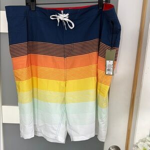 Goodiellow Men's Multicolor Striped Swim Shorts